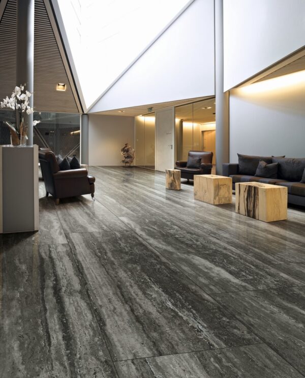 This is an image of the tile product I-Travertini Black Matte.