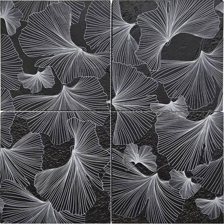 This is an image of the tile product Gingko Black.